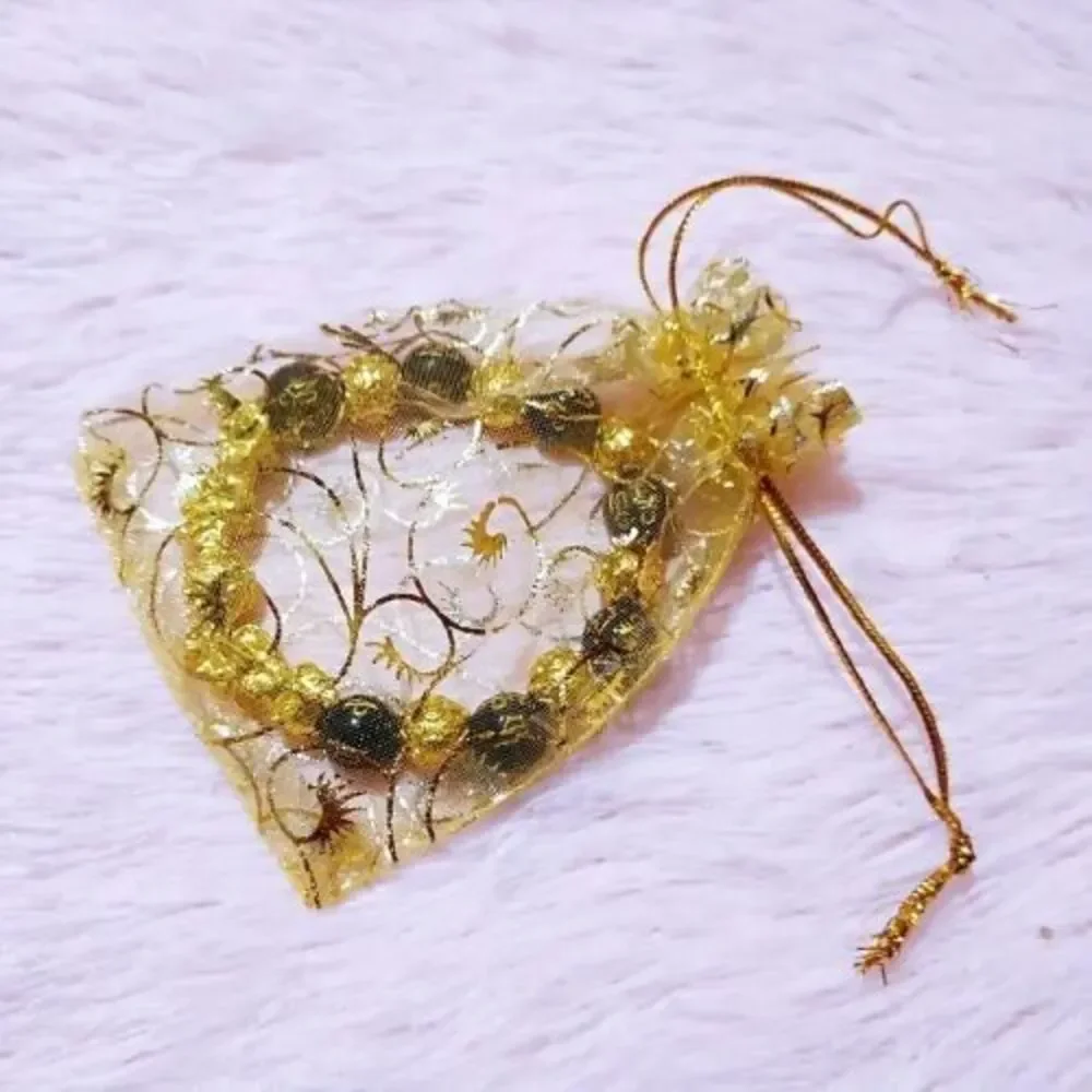 50 PCS Premium Organza Gold Drawstring Bags Wedding Favor Parties Jewlery Gifts